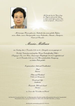 Traueranzeige von Maria Müllner