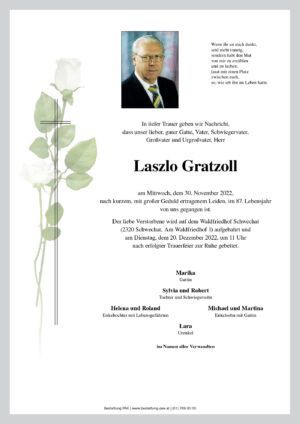 Traueranzeige von Laszlo Gratzoll