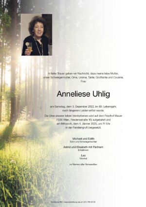 Traueranzeige von Anneliese Uhlig
