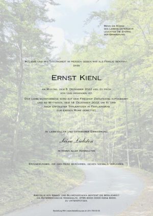 Traueranzeige von Ernst Kienl