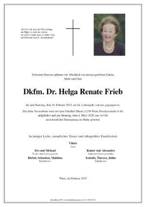 Traueranzeige von Dkfm. Dr. Helga Frieb