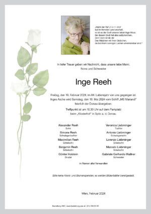 Traueranzeige von Inge Reeh
