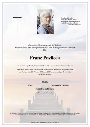 Traueranzeige von Franz Pavlicek