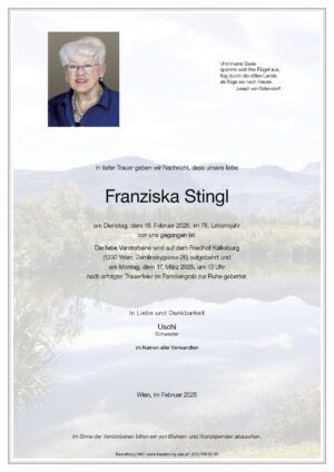 Traueranzeige von Franziska Stingl