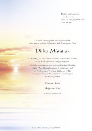 Traueranzeige von Ditha Münster