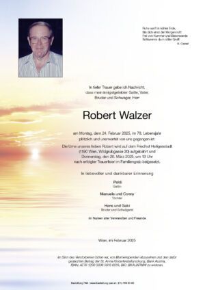 Traueranzeige von Robert Walzer