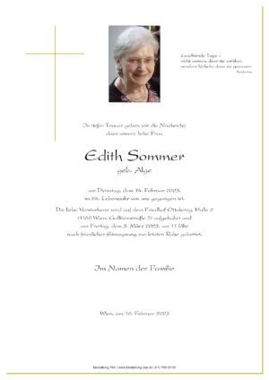 Traueranzeige von Edith Sommer