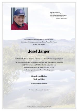 Traueranzeige von Josef Jäger