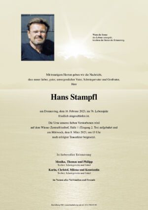 Traueranzeige von Hans Stampfl