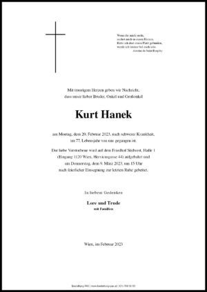 Traueranzeige von Kurt Hanek