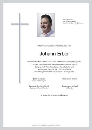 Traueranzeige von Johann Erber