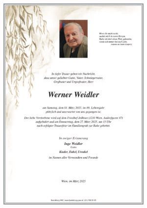 Traueranzeige von Werner Weidler
