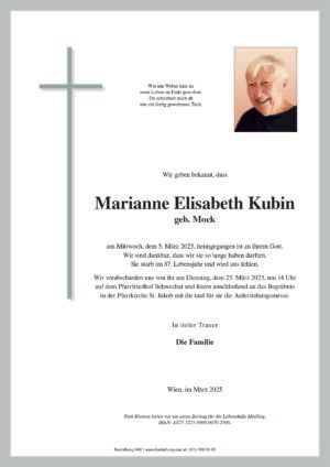 Traueranzeige von Marianne Kubin