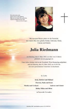 Traueranzeige von Julia Riedmann