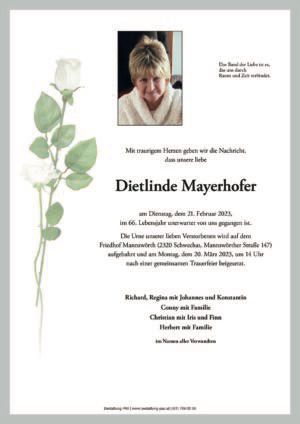 Traueranzeige von Dietlinde Mayerhofer