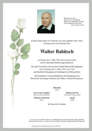 Traueranzeige von Walter Babitsch