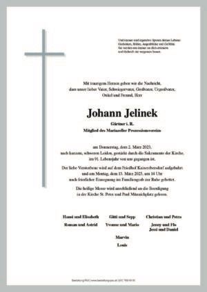 Traueranzeige von Johann Jelinek