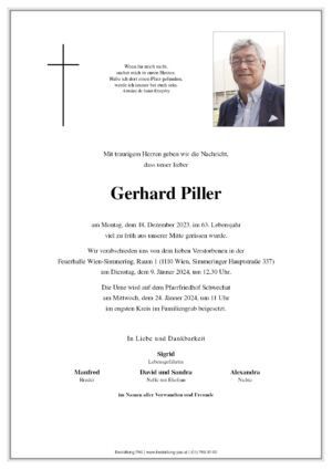Traueranzeige von Gerhard Piller