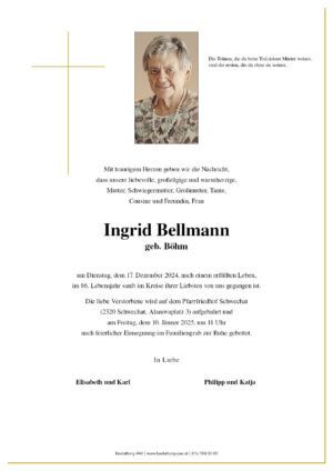Traueranzeige von Ingrid Bellmann