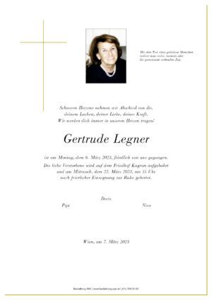 Traueranzeige von Gertrude Legner