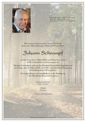 Traueranzeige von Johann Schrampf