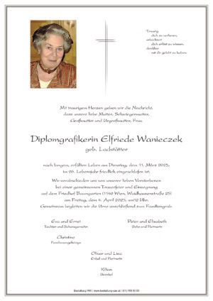 Traueranzeige von Elfriede Wanieczek