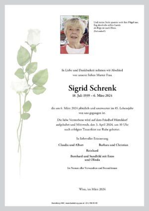 Traueranzeige von Sigrid Schrenk