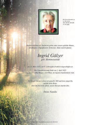 Traueranzeige von Ingrid Gälzer