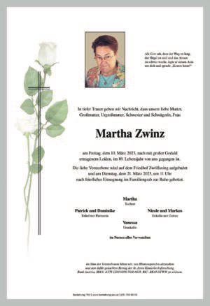 Traueranzeige von Martha Zwinz