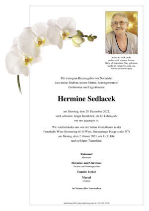 Traueranzeige von Hermine Sedlacek