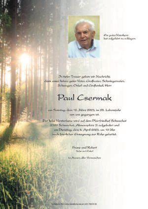 Traueranzeige von Paul Csermak