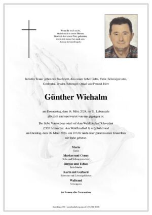 Traueranzeige von Günther Wiehalm