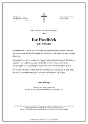 Traueranzeige von Ilse Haselböck