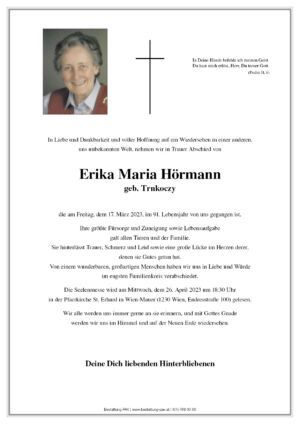 Traueranzeige von Erika Hörmann