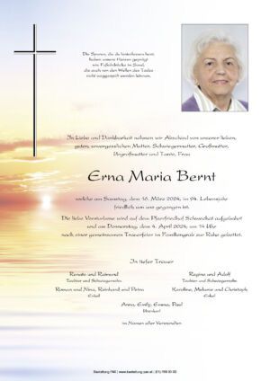 Traueranzeige von Erna Bernt