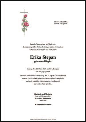 Traueranzeige von Erika Stepan