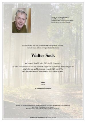 Traueranzeige von Walter Sack