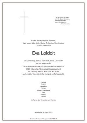 Traueranzeige von Eva Loidolt