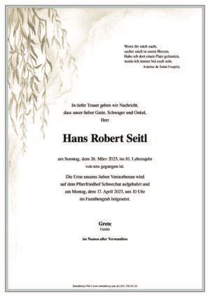 Traueranzeige von Hans Seitl