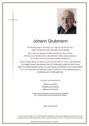 Traueranzeige von Johann Grubmann