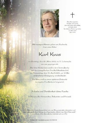 Traueranzeige von Karl Kvas
