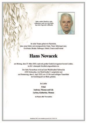 Traueranzeige von Hans Novacek