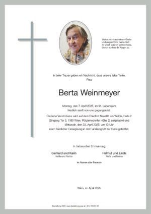 Traueranzeige von Berta Weinmeyer