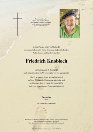 Traueranzeige von Friedrich Knobloch