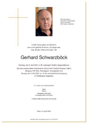 Traueranzeige von Gerhard Schwarzböck
