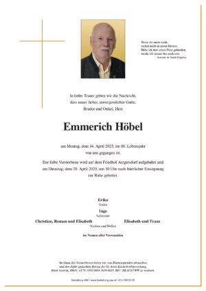 Traueranzeige von Emmerich Höbel