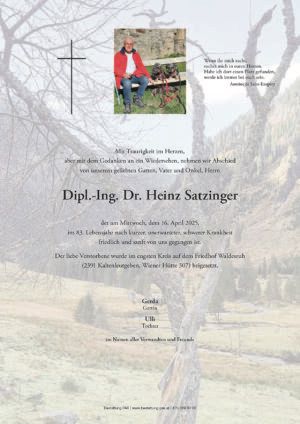 Traueranzeige von Dipl.-Ing. Dr. Heinz Satzinger
