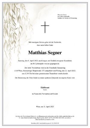 Traueranzeige von Matthias Segner