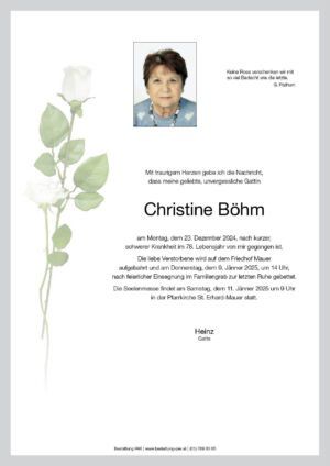 Traueranzeige von Christine Böhm
