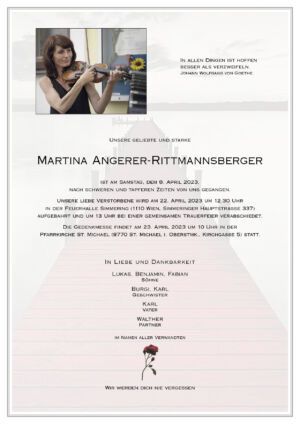 Traueranzeige von Martina Angerer-Rittmannsberger